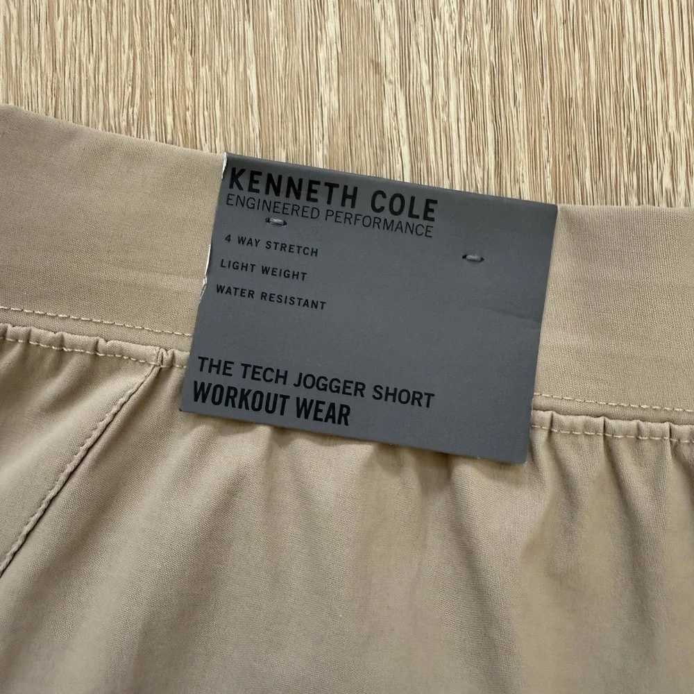 Kenneth Cole Tech Jogger Shorts Flex Stretch Water Resist Woven Nylon‎ Gravel